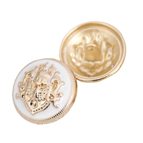 Blazer Knöpfe 10pcs 10/15/20/25mm European Vintage Clothing Buttons 10mm Small Buttons For Shirt Sewing Accessories Golden Buttons For Coats (Color : White Gold, Size : 15mm-10pcs) von LNNXSZ