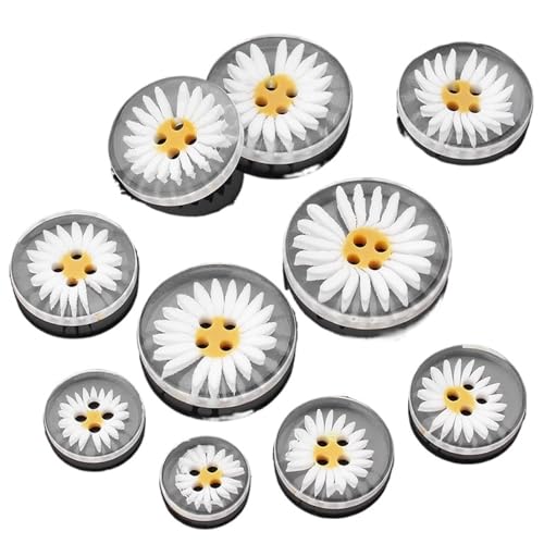 Blazer Knöpfe 20Pcs Resin Buttons Daisy Hand Sewing Buttons Craft Buttons For Sewing DIY Crafts Clothes 11.5-30MM (Color : White 20pcs, Size : 25mm) von LNNXSZ