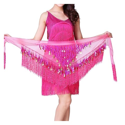 LNNXSZ Bauchtanz HüFttuch Damen Bauchtanz-Hüfttuch mit Pailletten, Netzstoff, dreieckig, Wickelrock(Color-M) von LNNXSZ