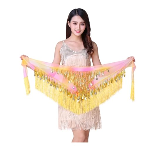 LNNXSZ Bauchtanz HüFttuch Damen Bauchtanz-Hüfttuch mit Pailletten, Netzstoff, dreieckig, Wickelrock(Color-Y) von LNNXSZ