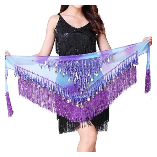 LNNXSZ Bauchtanz HüFttuch Damen Bauchtanz-Hüfttuch mit Pailletten, Netzstoff, dreieckig, Wickelrock(L) von LNNXSZ