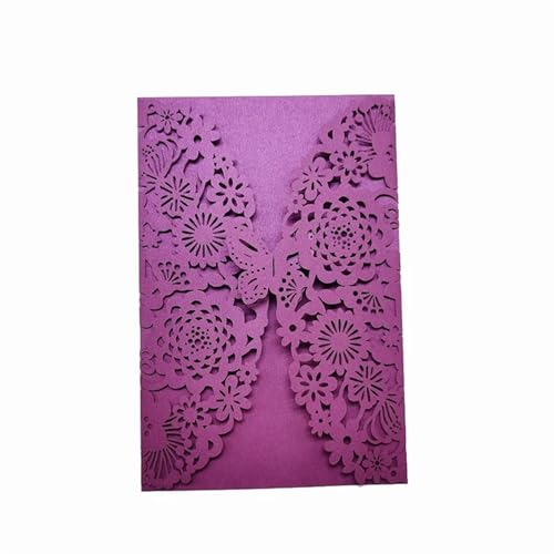 LNNXSZ Hochzeitseinladungskarten 10 Stück Glitzer-Schmetterling-Einladungskarten-Umschläge for Hochzeit, Verlobung, Taufe, Party-Dekoration, Geschenkartikel (Color : Purple, Size : With Envelopes) von LNNXSZ