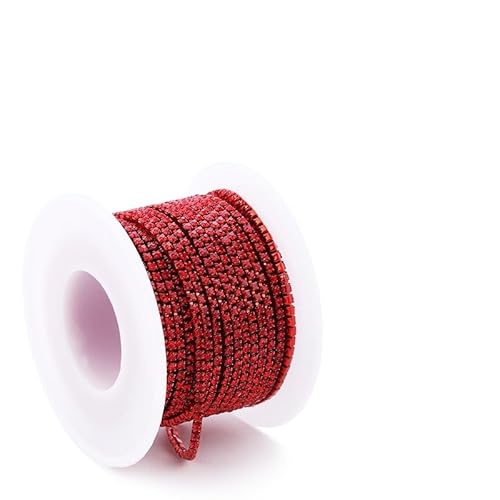 LNNXSZ Rhinestones Kette Strass 2 Meter Strasskette mit silberner Basis, Glas-Strasssteine, Strass, Bunte Verzierung, farbige Unterseite, Metallbecherkette, DIY-Dekoration(Light siam) von LNNXSZ