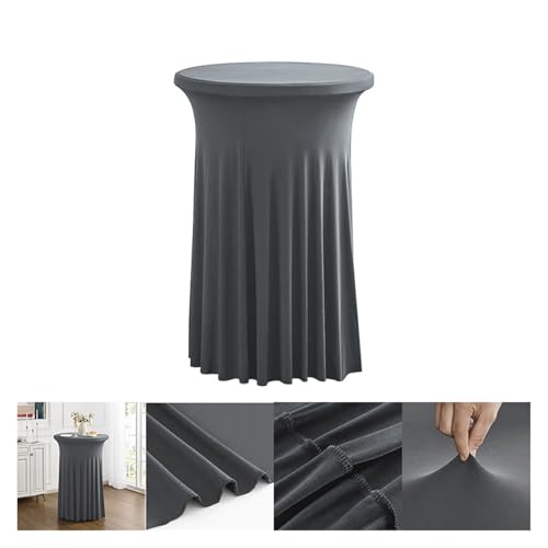 LNNXSZ Spandex Cocktail Tischdecke mit Rock Höhe Stretch Runde Tischdecke Kommerziellen Konferenz Cocktail Bar Tisch Abdeckung Hotel Hochzeit Party Rock Elastische Tisch Tuch(Dark Gray,60x110cm) von LNNXSZ