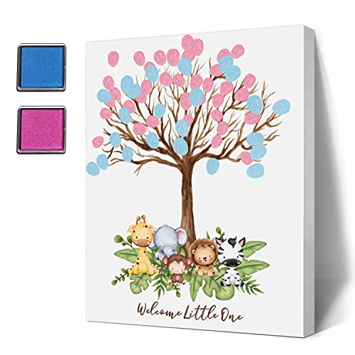 LNOKRIM Gästebuch für Babypartys, Fingerabdruck-Baum-Leinwand, Dschungel-Safari-Thema, Gender Reveal Supplies, personalisiertes alternatives Gästebuch, Fingerabdruck-Gästebuch LNOKRIM Gästebuch für Babypartys, Fingerabdruck-Baum-Leinwand, Dschungel-Safari-Thema, Gender Reveal Supplies, personalisiertes alternatives Gästebuch, Fingerabdruck-Gästebuch von LNOKRIM