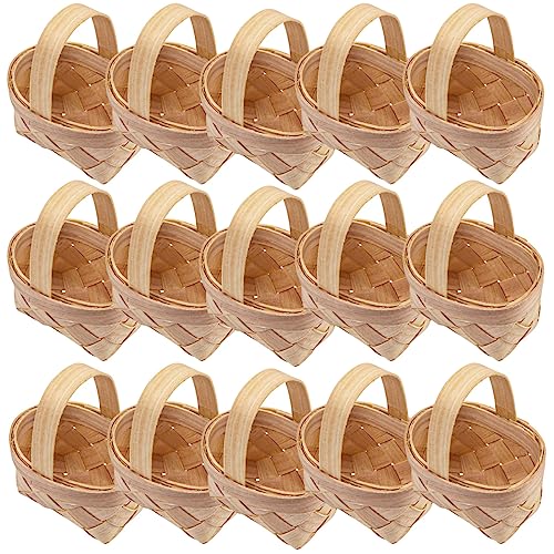 LNQ LUNIQI 15 Stück gewebte Mini-Körbe, Bauernhaus, kleine gewebte Körbe mit Griffen, Süßigkeiten-Geschenkkörbe, Miniatur-Blumenkorb für Hochzeit, Party, Geschenke und Handwerk von LNQ LUNIQI
