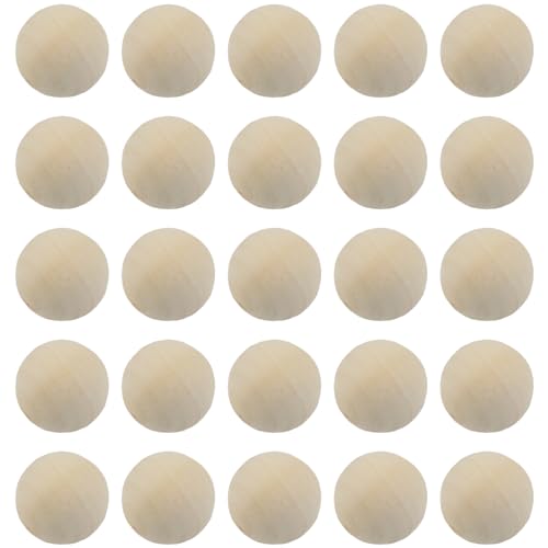 LNQ LUNIQI Kleine Holzkugeln zum Basteln Ohne Loch 25mm Runde Holzkugeln Unbehandelt Natur Ohne Bohrung Holzkugel Zum DIY-Bastel Malen Bildhauern, 50 Stück von LNQ LUNIQI