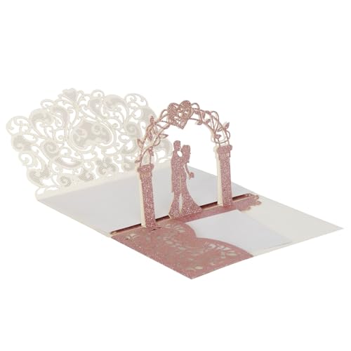 10 Sets 3D-Pop-Up-Hochzeitseinladungen, lasergeschnittene Hochzeitseinladungskarten mit Umschlag und Innenpapier for Einladungen zu Hochzeiten, Geburtstagen und Jubiläen Einladungen(B) von LNQKJXIIA