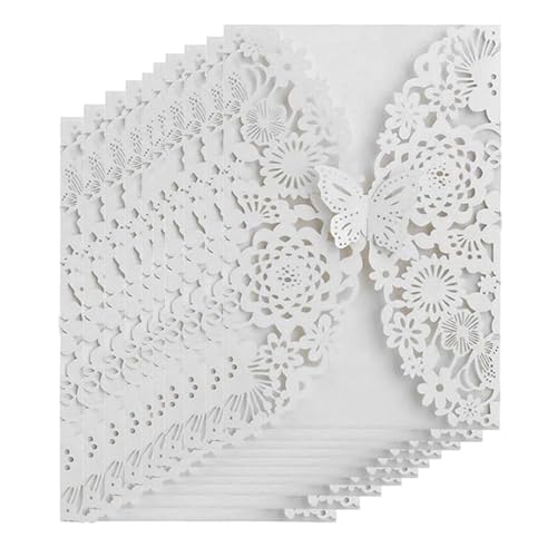 LNQKJXIIA 25 lasergeschnittene Hochzeitseinladungskarten, elegante Hochzeitskarten for Verlobung, Hochzeit, Heirat, Brautparty (leere Innenkarte + hohler Umschlag) Einladungen von LNQKJXIIA