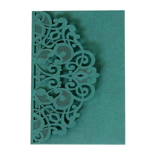 LNQKJXIIA 25-teiliges dreifach gefaltetes Einladungsset, 5 x 7 Zoll Vintage-Hochzeitseinladungskarten, lasergeschnittene Grußkarten mit hohler Schnitzerei (Außenkarte + Innenseite) Einladungen(Groen) von LNQKJXIIA