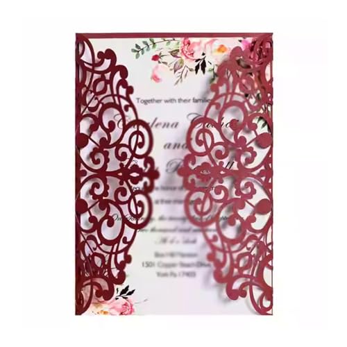 LNQKJXIIA 50 Sets Hochzeitseinladungen, lasergeschnittene Einladungen mit leerer personalisierter Karte for Hochzeits-, Geburtstags- und Jubiläumseinladungen Einladungen(Rose Gold) von LNQKJXIIA