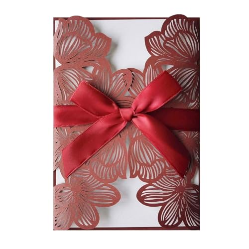 LNQKJXIIA 50 Sets individuelle Hochzeitseinladungen, lasergeschnittene Hochzeitseinladungen mit Umschlägen, Einladungskarten for Hochzeitsfeiern, Brautpartys, Verlobungen Einladungen(B) von LNQKJXIIA