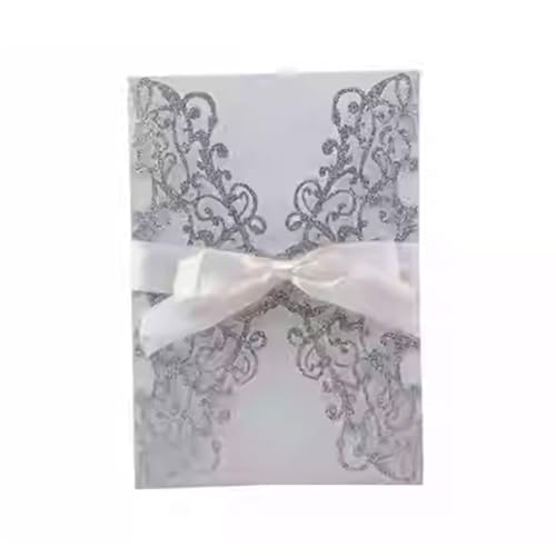 LNQKJXIIA 50 Stück Hochzeitseinladungen, Verlobungseinladungen, Glitzerpapier, lasergeschnittene Hochzeitseinladungskarten for Hochzeit, Party, Brautparty, Verlobung, Geburtstag Einladungen(A) von LNQKJXIIA