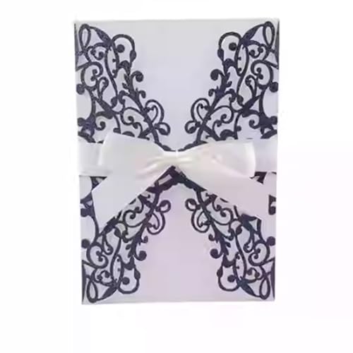 LNQKJXIIA 50 Stück Hochzeitseinladungen, Verlobungseinladungen, Glitzerpapier, lasergeschnittene Hochzeitseinladungskarten for Hochzeit, Party, Brautparty, Verlobung, Geburtstag Einladungen(C) von LNQKJXIIA