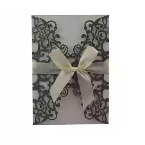 LNQKJXIIA 50 Stück Hochzeitseinladungen, Verlobungseinladungen, Glitzerpapier, lasergeschnittene Hochzeitseinladungskarten for Hochzeit, Party, Brautparty, Verlobung, Geburtstag Einladungen(D) von LNQKJXIIA