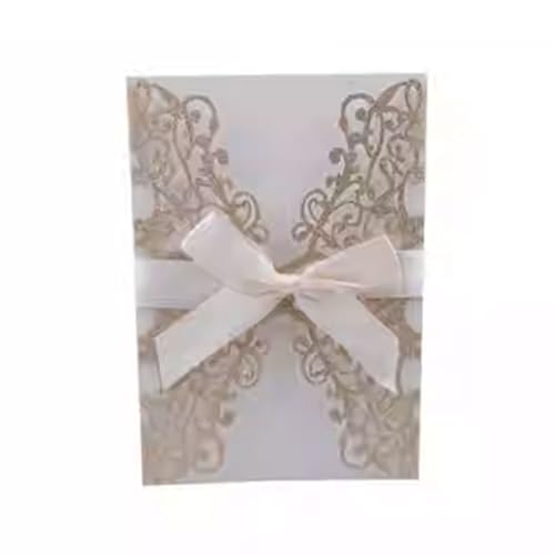 LNQKJXIIA 50 Stück Hochzeitseinladungen, Verlobungseinladungen, Glitzerpapier, lasergeschnittene Hochzeitseinladungskarten for Hochzeit, Party, Brautparty, Verlobung, Geburtstag Einladungen(F) von LNQKJXIIA