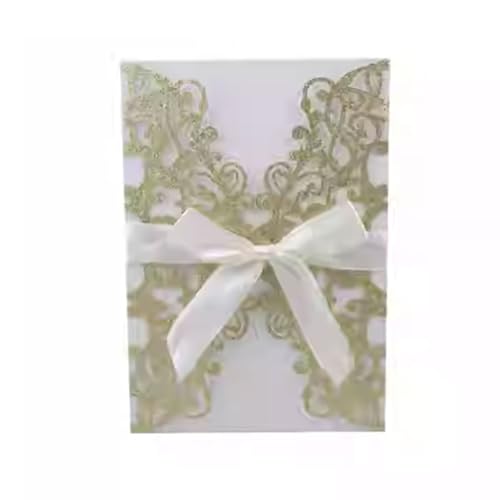 LNQKJXIIA 50 Stück Hochzeitseinladungen, Verlobungseinladungen, Glitzerpapier, lasergeschnittene Hochzeitseinladungskarten for Hochzeit, Party, Brautparty, Verlobung, Geburtstag Einladungen(G) von LNQKJXIIA