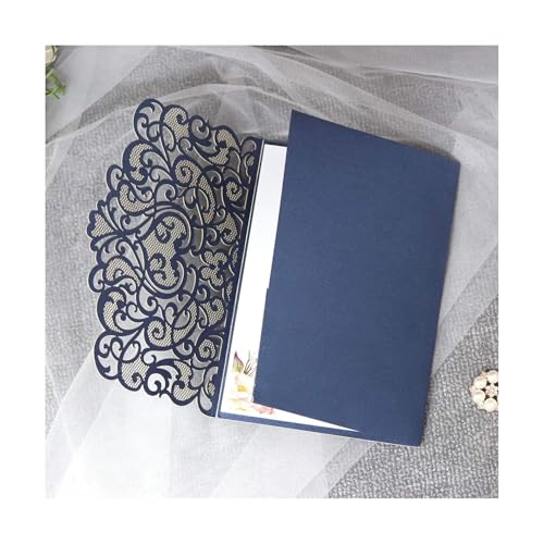 LNQKJXIIA 50er-Pack lasergeschnittene Hochzeitseinladungen, Partyeinladungen, Einladungskarten for Hochzeitsfeiern, Brautpartys, Verlobungen, Geburtstagseinladungen Einladungen(Bleu) von LNQKJXIIA