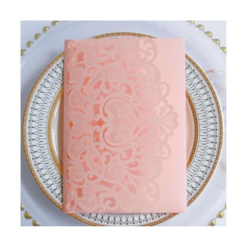 LNQKJXIIA 50er-Pack lasergeschnittene Hochzeitseinladungen, Partyeinladungen, Einladungskarten for Hochzeitsfeiern, Brautpartys, Verlobungen, Geburtstagseinladungen Einladungen(Rose) von LNQKJXIIA
