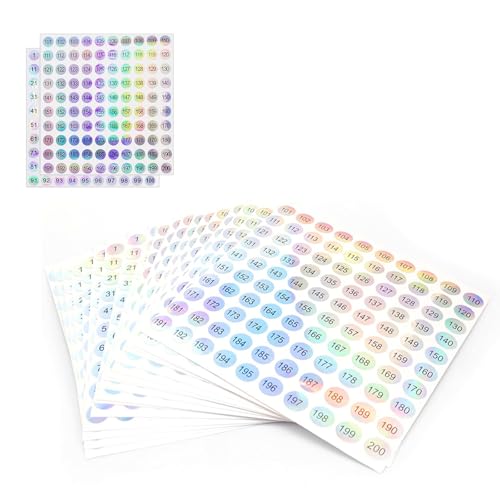 LNSYSNS 2000 Stück Zahlen Aufkleber, Enthält 1-200 Zahlenaufkleber, Klebezahlen für Scrapbooking, Nagellackflaschen und Mappen von LNSYSNS