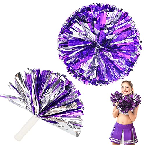 LNSYSNS Cheerleader Pompons Lila/Silber – Hochwertige Metallfolie Pompoms mit ergonomischem, geradem Griff für Tanzsport, Cheerleading & Wettkampf, 2er Pack LNSYSNS Cheerleader Pompons Lila/Silber – Hochwertige Metallfolie Pompoms mit ergonomischem, geradem Griff für Tanzsport, Cheerleading & Wettkampf, 2er Pack von LNSYSNS