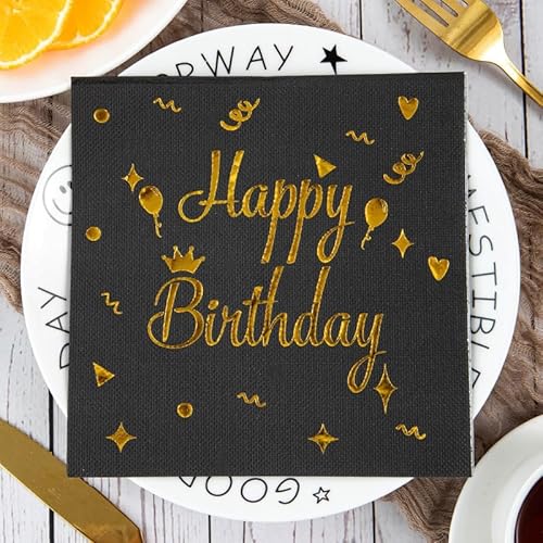 Servietten Ballon Schwarzer Stern Servietten Hochzeit Geburtstag Kindergeburtstag Cocktailservietten Geburtstagsservietten Party Napkins Disposable Papierservietten TischdekoPack of 30(33x33cm) von LNXSESN