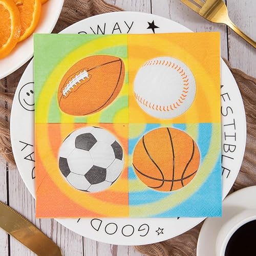 Servietten Blau Orange Basketball Servietten Hochzeit Geburtstag Kindergeburtstag Cocktailservietten Geburtstagsservietten Party Napkins Disposable Papierservietten Tischdeko Pack of 20(33x33cm) von LNXSESN