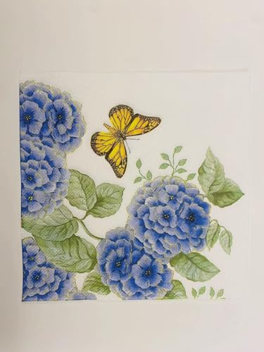 Servietten Blaue Blüteninsekten Servietten Hochzeit Geburtstag Kindergeburtstag Cocktailservietten Geburtstagsservietten Party Napkins Disposable Weich Papierservietten Tischdeko Pack of 20(33x33cm) von LNXSESN