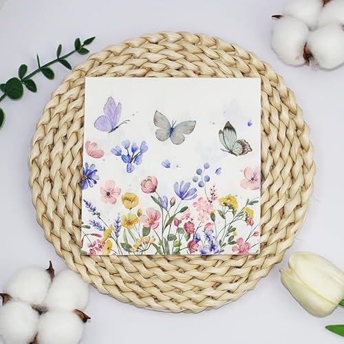 Servietten Blaue Gelbe Insekten Servietten Hochzeit Geburtstag Kindergeburtstag Cocktailservietten Geburtstagsservietten Party Napkins Disposable Papierservietten Tischdeko Pack of 5(33x33cm) von LNXSESN