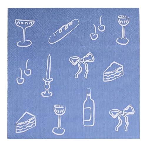 Servietten Blaue Kirsche Servietten Hochzeit Geburtstag Kindergeburtstag Cocktailservietten Geburtstagsservietten Party Napkins Disposable Papierservietten Tischdeko Pack of 30(33x33cm) von LNXSESN