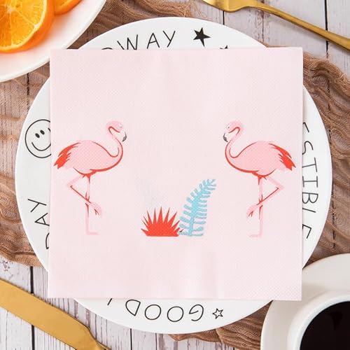Servietten Blauer Flamingo Servietten Hochzeit Geburtstag Kindergeburtstag Cocktailservietten Geburtstagsservietten Party Napkins Disposable Papierservietten Tischdeko Pack of 5(33x33cm) von LNXSESN