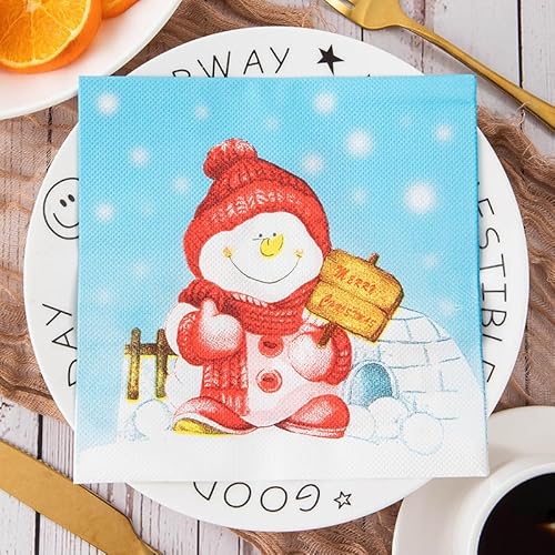 Servietten Blauer Schneemann Servietten Hochzeit Geburtstag Kindergeburtstag Cocktailservietten Geburtstagsservietten Party Napkins Disposable Weich Papierservietten Tischdeko Pack of 30(33x33cm) von LNXSESN