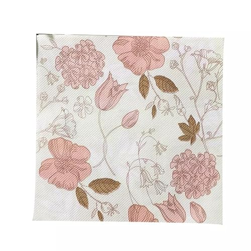 Servietten Blume Braun Rosa Servietten Hochzeit Geburtstag Kindergeburtstag Cocktailservietten Geburtstagsservietten Party Napkins Disposable Weich Papierservietten Tischdeko Pack of 20(33x33cm) von LNXSESN