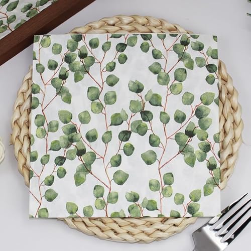 Servietten Braun Grün Servietten Hochzeit Geburtstag Kindergeburtstag Cocktailservietten Geburtstagsservietten Party Napkins Disposable Weich Papierservietten Tischdeko Pack of 10(33x33cm) von LNXSESN
