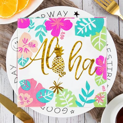 Servietten Bunte Tropische Blätter Servietten Hochzeit Geburtstag Kindergeburtstag Cocktailservietten Geburtstagsservietten Party Napkins Disposable Weich Papierservietten Tischdeko Pack of 5(33x33cm) von LNXSESN