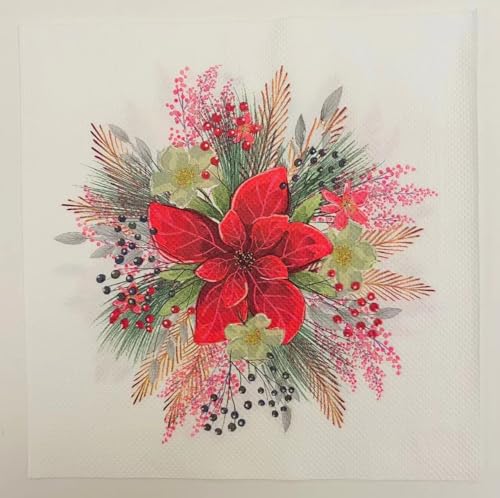 Servietten Elegante Rote Blume Servietten Hochzeit Geburtstag Kindergeburtstag Cocktailservietten Geburtstagsservietten Party Napkins Disposable Weich Papierservietten Tischdeko Pack of 15(33x33cm) von LNXSESN