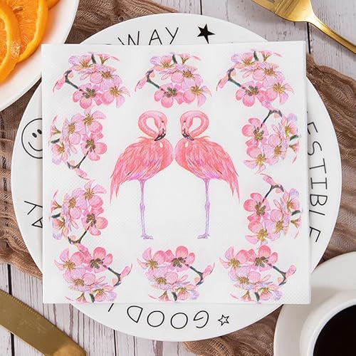 Servietten Flamingo Blume Servietten Hochzeit Geburtstag Kindergeburtstag Cocktailservietten Geburtstagsservietten Party Napkins Disposable Papierservietten Tischdeko Pack of 30(33x33cm) von LNXSESN