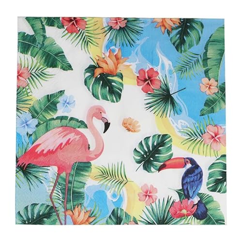 Servietten Flamingo Tropische Grün Servietten Hochzeit Geburtstag Kindergeburtstag Cocktailservietten Geburtstagsservietten Party Napkins Disposable Papierservietten Tischdeko Pack of 30(33x33cm) von LNXSESN