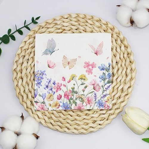 Servietten Gelbe Insekten Rosa Servietten Hochzeit Geburtstag Kindergeburtstag Cocktailservietten Geburtstagsservietten Party Napkins Disposable Weich Papierservietten Tischdeko Pack of 5(33x33cm) von LNXSESN