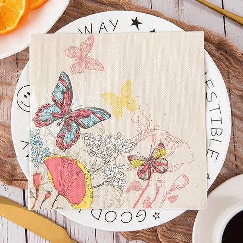 Servietten Ginkgo-Blatt-Schmetterling Servietten Hochzeit Geburtstag Kindergeburtstag Cocktailservietten Geburtstagsservietten Party Napkins Disposable Papierservietten Tischdeko Pack of 15(33x33cm) von LNXSESN