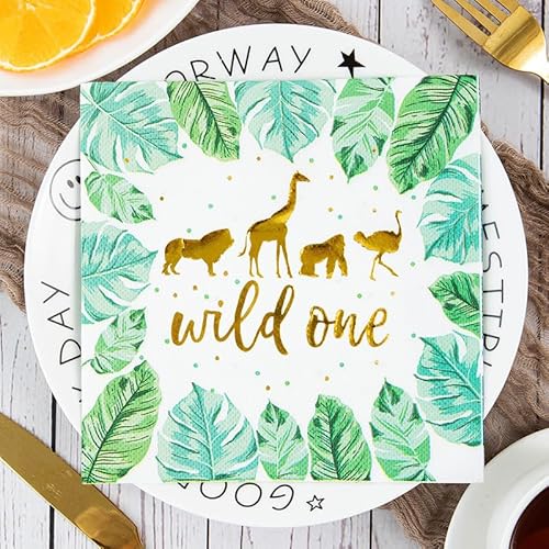 Servietten Giraffe Straußenblatt Servietten Hochzeit Geburtstag Kindergeburtstag Cocktailservietten Geburtstagsservietten Party Napkins Disposable Papierservietten Tischdeko Pack of 10(33x33cm) von LNXSESN