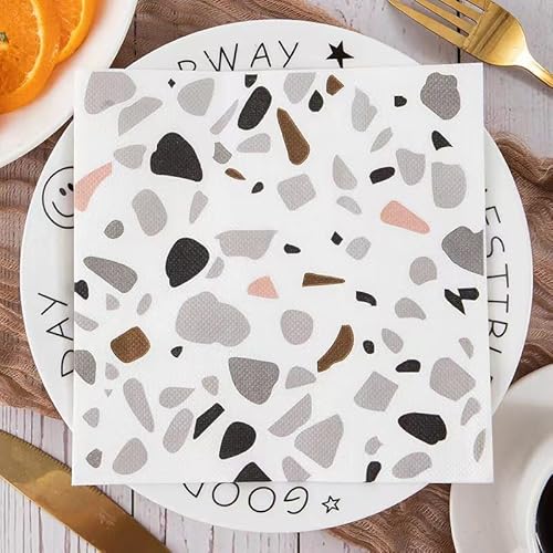 Servietten Grau Braun Rosa Servietten Hochzeit Geburtstag Kindergeburtstag Cocktailservietten Geburtstagsservietten Party Napkins Disposable Weich Papierservietten Tischdeko Pack of 5(33x33cm) von LNXSESN