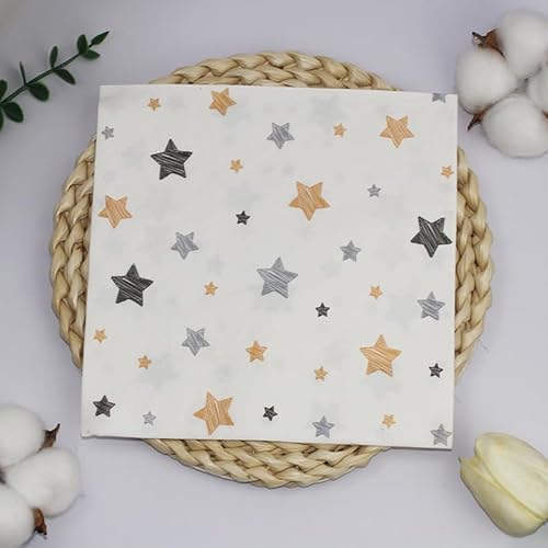 Servietten Grau Stern Schwarz Servietten Hochzeit Geburtstag Kindergeburtstag Cocktailservietten Geburtstagsservietten Party Napkins Disposable Weich Papierservietten Tischdeko Pack of 5(33x33cm) von LNXSESN