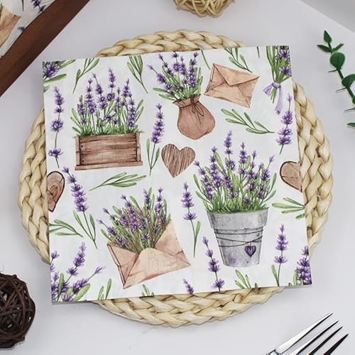 Servietten Grün Braun Lila Servietten Hochzeit Geburtstag Kindergeburtstag Cocktailservietten Geburtstagsservietten Party Napkins Disposable Weich Papierservietten Tischdeko Pack of 5(33x33cm) von LNXSESN