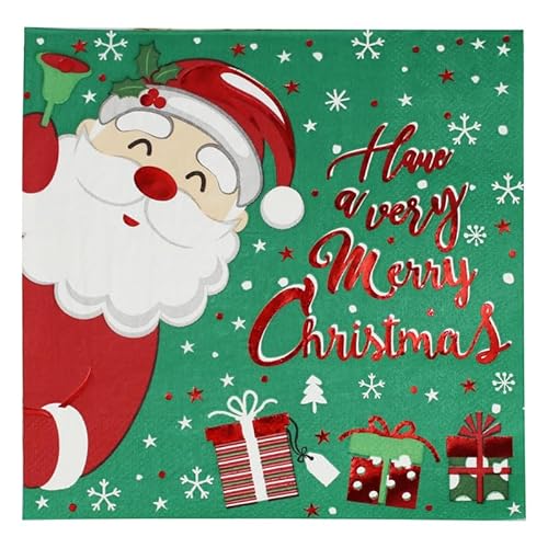 Servietten Grün Weihnachten Rot Servietten Hochzeit Geburtstag Kindergeburtstag Cocktailservietten Geburtstagsservietten Party Napkins Disposable Papierservietten Tischdeko Pack of 15(33x33cm) von LNXSESN