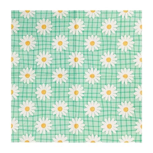 Servietten Grüne Daisy Geometrie Servietten Hochzeit Geburtstag Kindergeburtstag Cocktailservietten Geburtstagsservietten Party Napkins Disposable Papierservietten Tischdeko Pack of 5(33x33cm) von LNXSESN