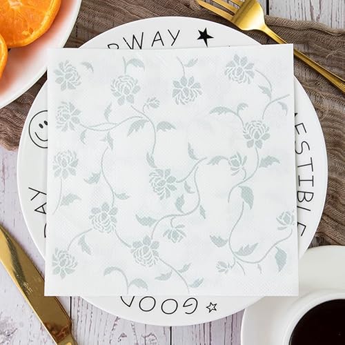 Servietten Hellblau Grau Servietten Hochzeit Geburtstag Kindergeburtstag Cocktailservietten Geburtstagsservietten Party Napkins Disposable Weich Papierservietten Tischdeko Pack of 5(33x33cm) von LNXSESN