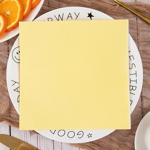 Servietten Hellgelb Servietten Hochzeit Geburtstag Kindergeburtstag Cocktailservietten Geburtstagsservietten Party Napkins Disposable Papierservietten Tischdeko Pack of 5(33x33cm) von LNXSESN