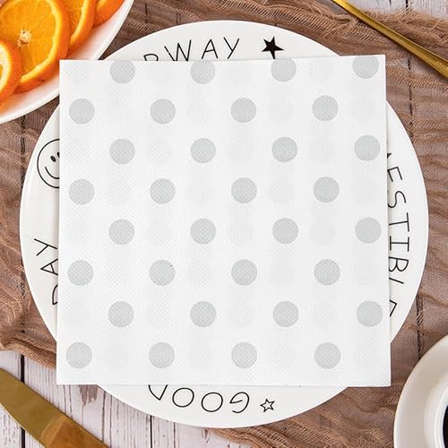 Servietten Hellgrau Weiß Servietten Hochzeit Geburtstag Kindergeburtstag Cocktailservietten Geburtstagsservietten Party Napkins Disposable Weich Papierservietten Tischdeko Pack of 15(33x33cm) von LNXSESN