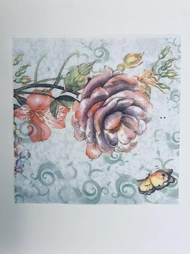 Servietten Insect Retro Rose Servietten Hochzeit Geburtstag Kindergeburtstag Cocktailservietten Geburtstagsservietten Party Napkins Disposable Weich Papierservietten Tischdeko Pack of 15(33x33cm) von LNXSESN